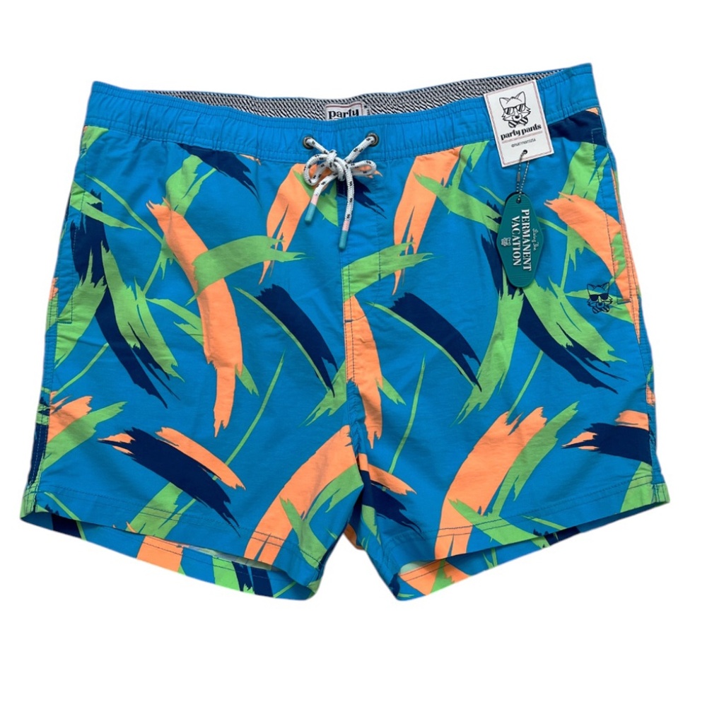 Party Pants Stroker Swim Trunks XXL Blue 5" Inseam